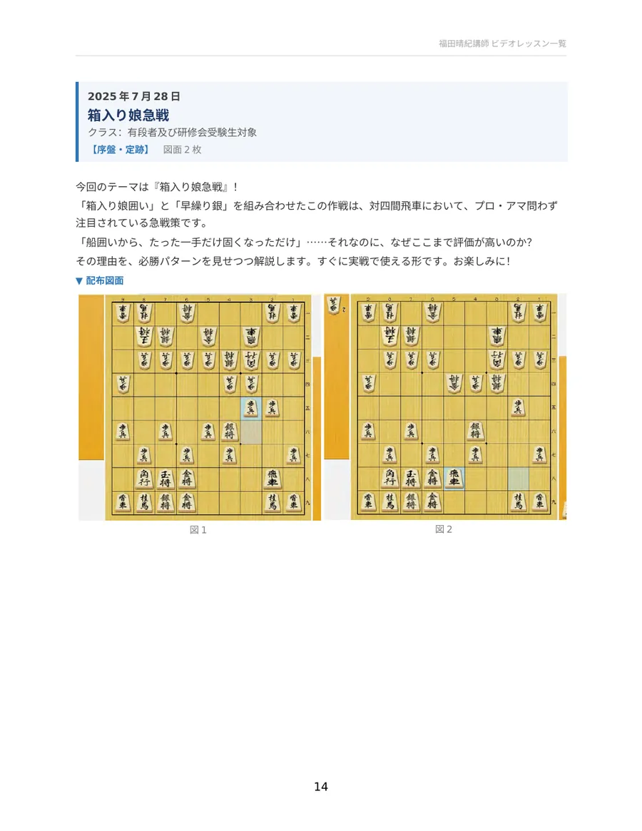 箱入り娘急戦 配布資料