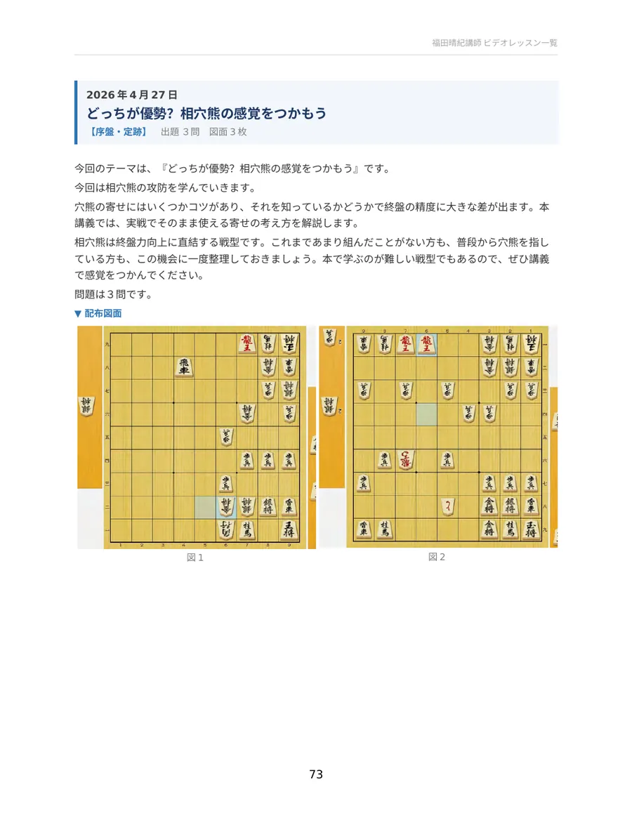 どっちが優勢?相穴熊の感覚をつかもう 配布資料