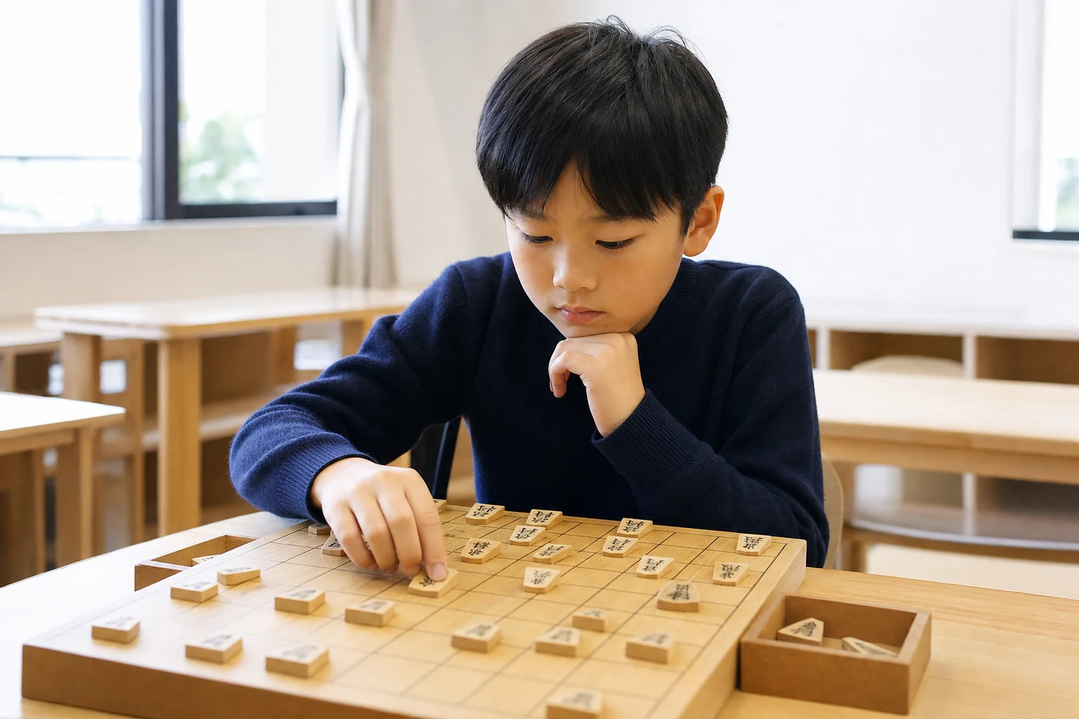 新規生成した集中して考える子どものイメージ